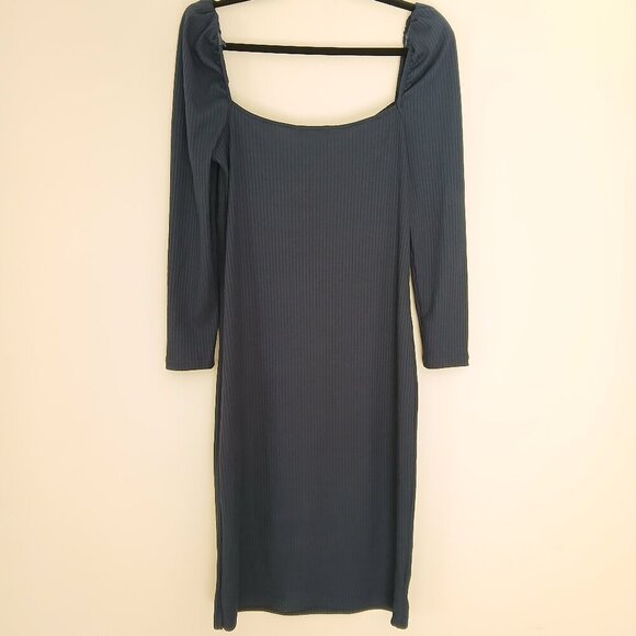 Avec Les Filles Prairie Rib Knit Stretch Dress Navy Blue Size Large - Picture 6 of 8
